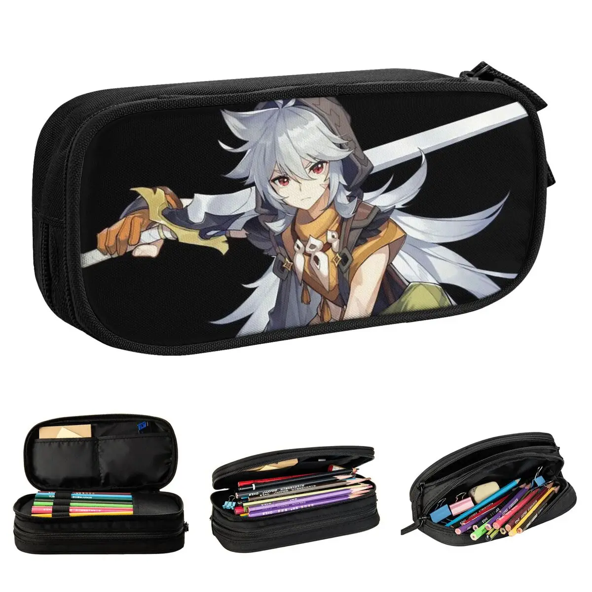 Razor Pencil Case Fashion Genshin Impact Anime Pen Holder Bag for Student Large Storage Office Zipper Pencilcases