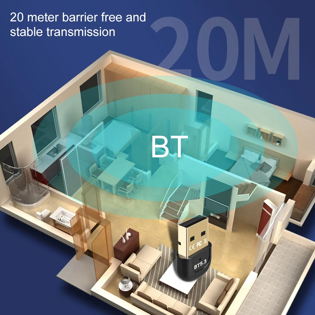 USB بلوتوث 5.3 5.0 محول الكمبيوتر USB الارسال استقبال دونغل محول لاسلكي للوحة المفاتيح ماوس لاسلكية Win11/10/8.1