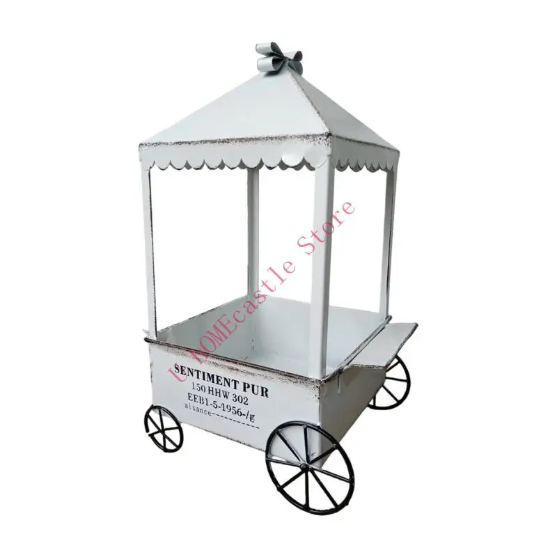 63HF Small Metal Flower Cart Planter Container for Window Sill and Courtyards Display