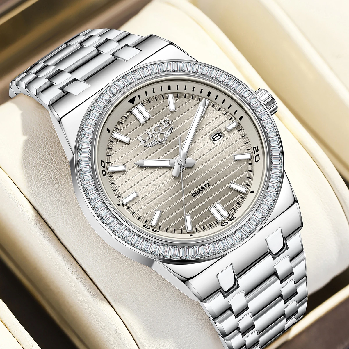

LIGE 2026 Men Watch Top Brand Luxury Quartz Watch Business Stainless Steel Sport Waterproof Date Watch For Men Relogio Masculino