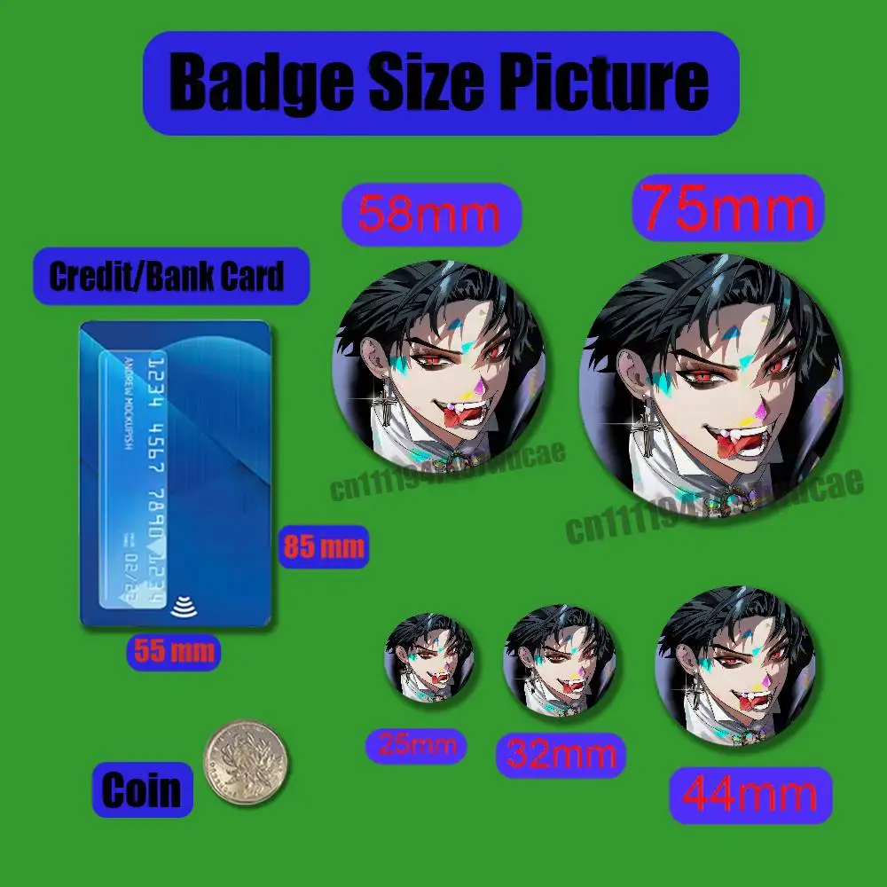 For P-Phantom Busters Mogari Shishikuno Badge Case Custom Pin Insignia Emblem Round 25mm Brooch Button Laser Cover