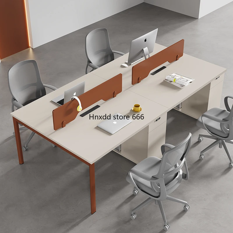 Four people thickened staff table 4 card space 2 simple modern office