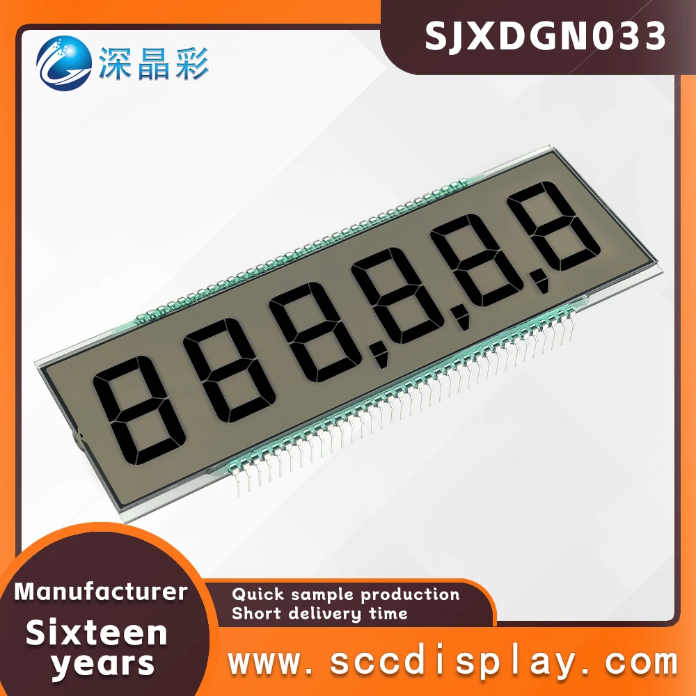 Customizable pen segment display screen SJXDGN033 HTN Positive 6 8-digit static LCD segment code display with decimal point