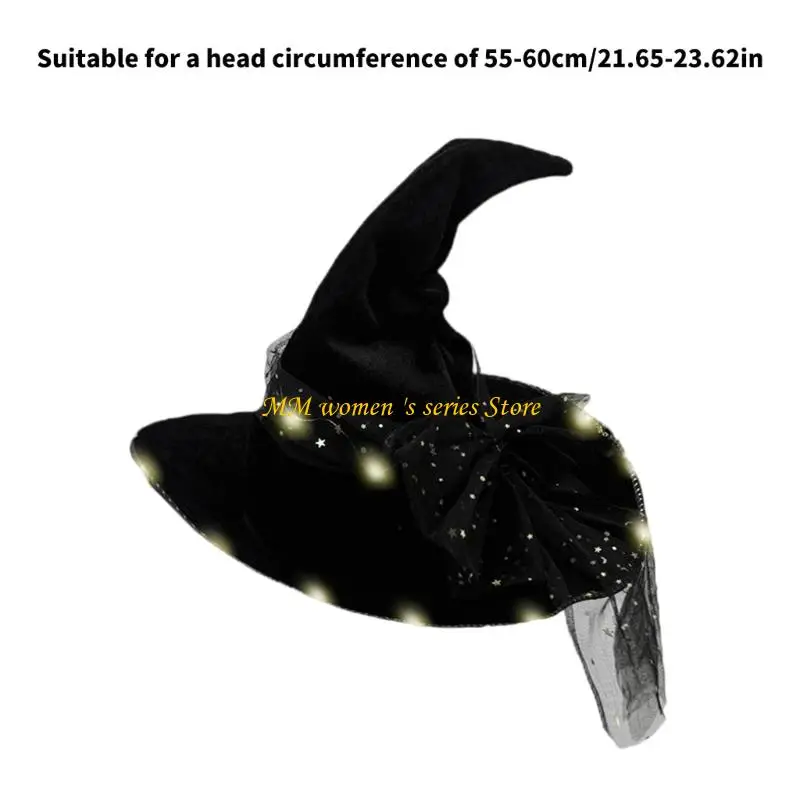 Q39C Bowknot Wizard Hat Halloween Witch Hat Halloween Cosplay Costume Witch Hat Party Wizard Hat Stage Performances Props