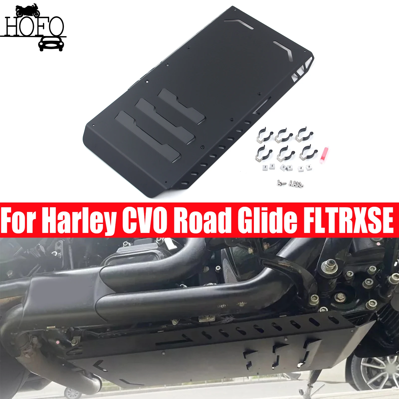 

Motorcycle Skid Plate Lower Engine Base Chassis Guard Protection Black For Harley CVO Road Glide FLTRXSE