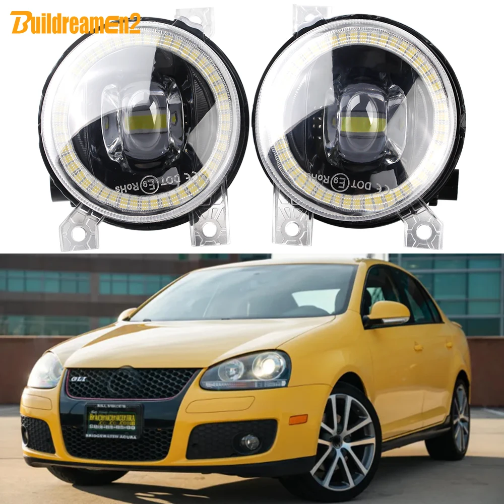 1 Pair Car Canbus LED Fog Light Angel Eye DRL Daylight 9006 For Volkswagen VW Jetta A5 Mk5 (1K) 2005 2006 2007 2008 2009 2010