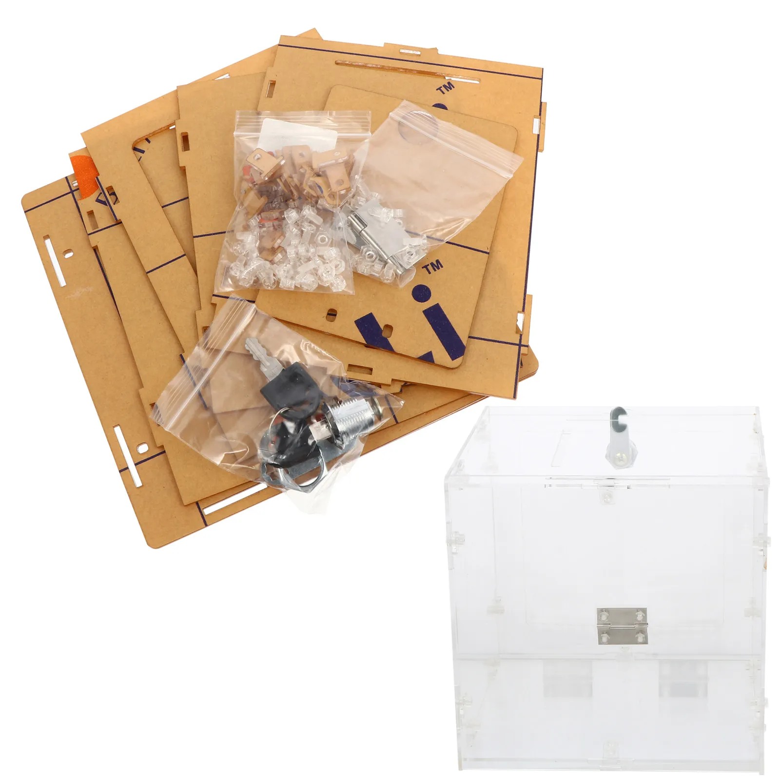 Clear Acrylic Ballot Box with Lock Secure Donation Ticket Suggestion Voting Comment Storage Container