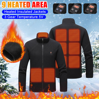Men Heated Jacket USB Charging Heated Zip Up Coat Outdoor Electric Heating Male Warm Sprots Thermal Coat Clothing For Skiing