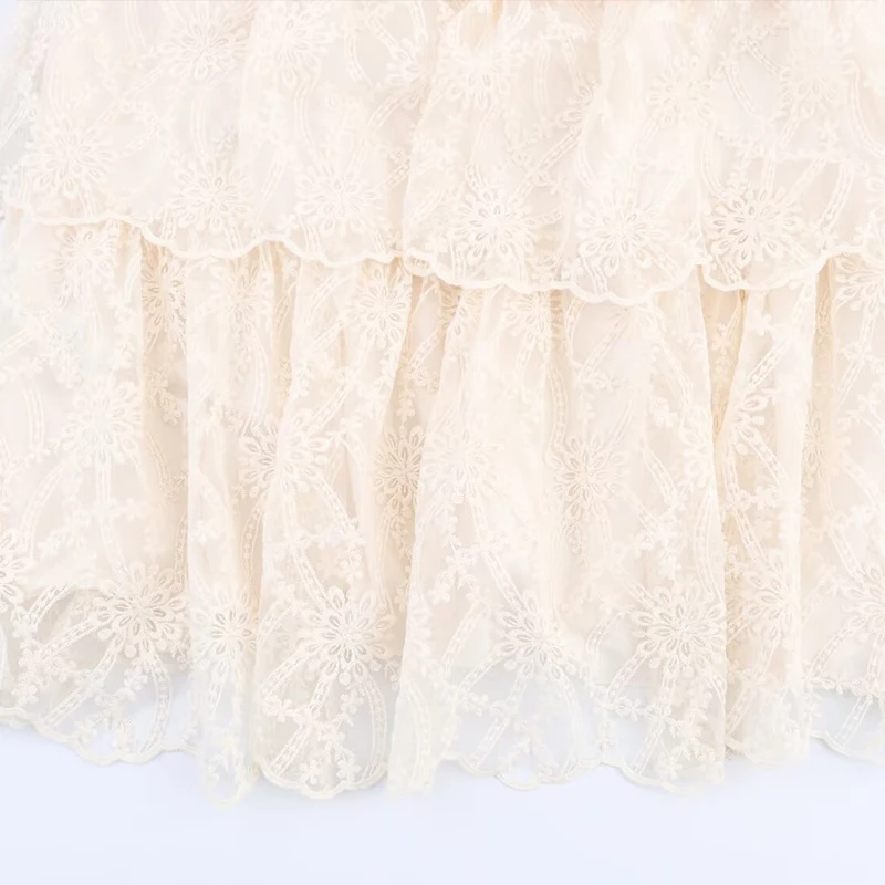 

Ele Sexy Split Layered Cake Skirt Women's Faion mid Waist Polyester Fiber 2025 Summer New Arrival Z Brand