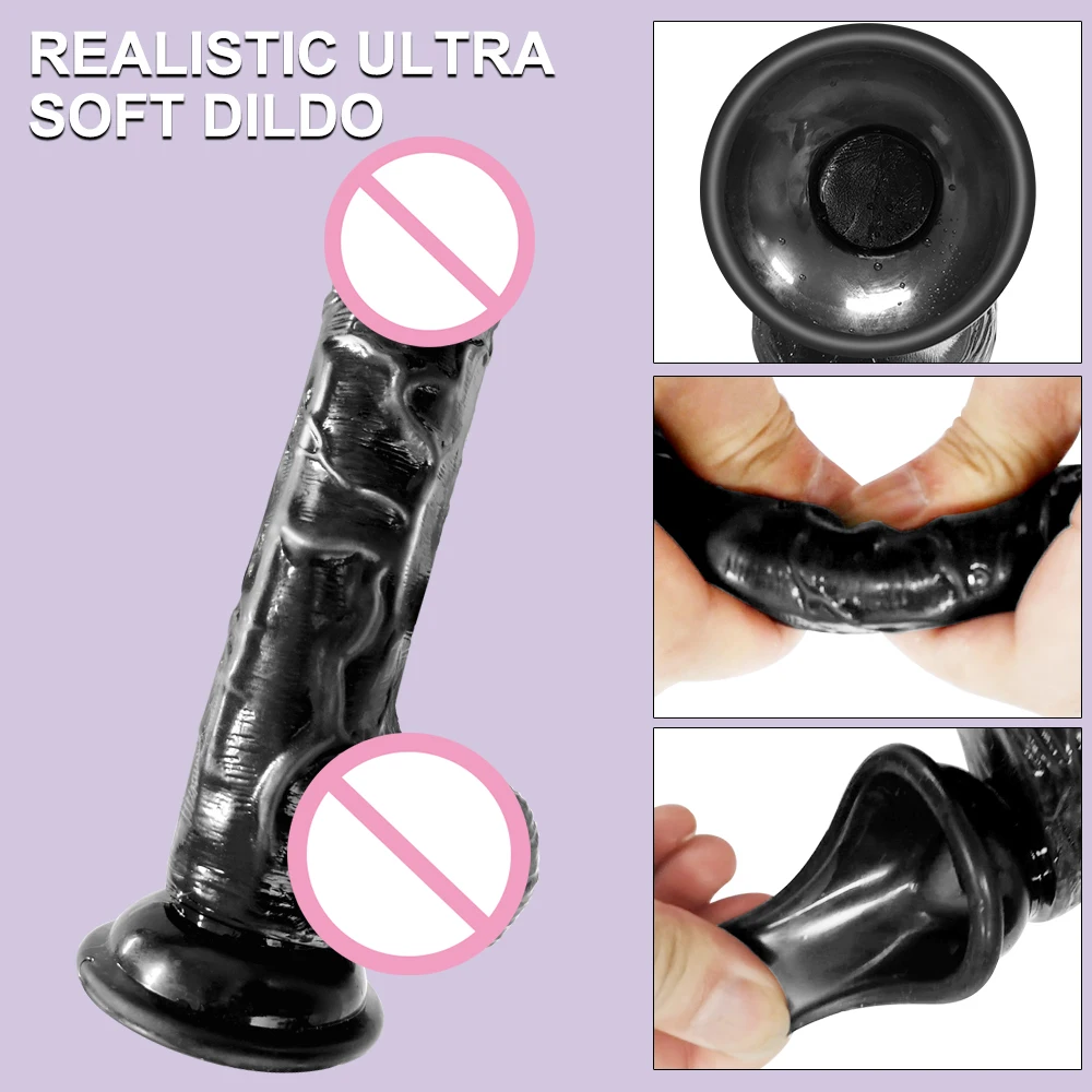 6.5 Inch Skin Realistic Dildo with Powerful Suction Cup Penis Black Big Dicks Sex Toys for Women Female Masturbation Adults 18