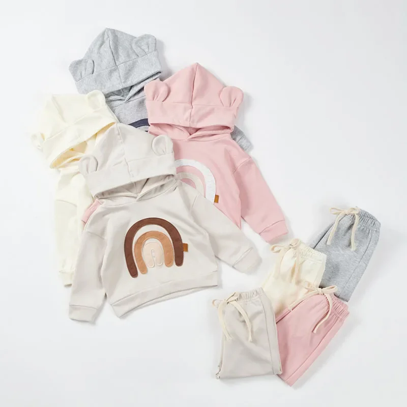 

MILANCEL New Autumn Kids Girls Clothes Set 9M-4T Baby Cute Rainbow Sweatshirt + Sweatpants Toddler Boys Outwear 2PCS