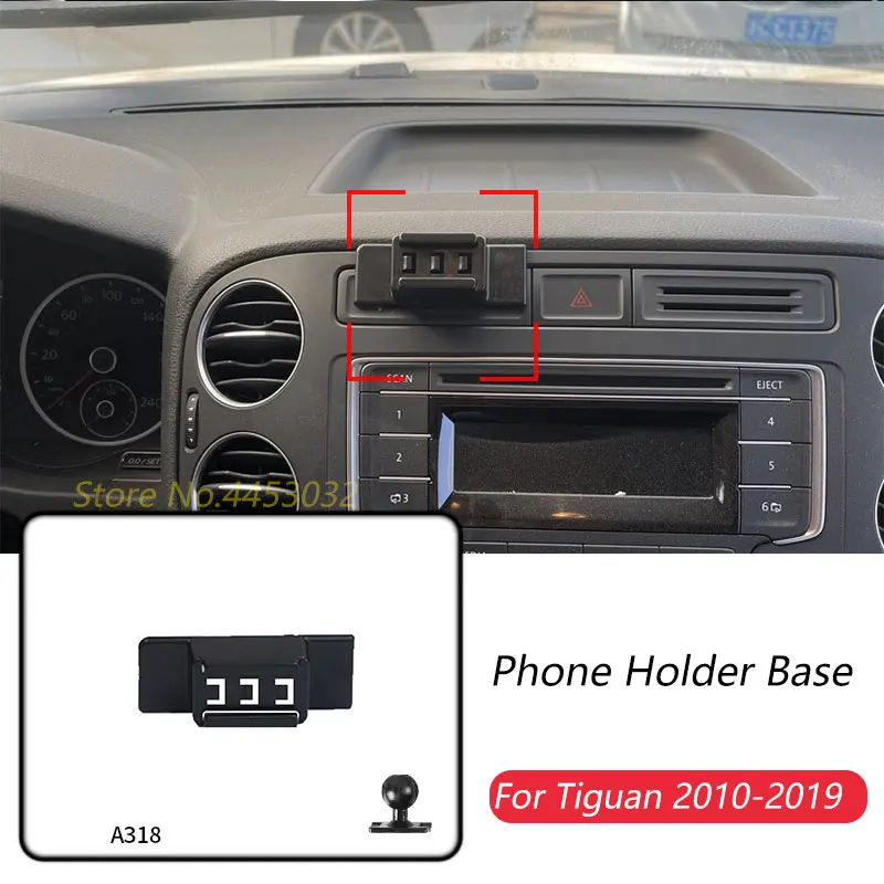 Car Phone Holder Base Special Mounts For Volkswagen Tiguan 2010-2019 Fixed Air Outlet Bracket Base Accessories With Ball 17mm