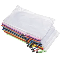 Bolsa de malla con cremallera de 10 colores, bolsas impermeables con cremallera para archivos, carpetas de documentos, suministros de oficina y escuela, bolsa de viaje multiusos, A3, A4, 10/12 unidades