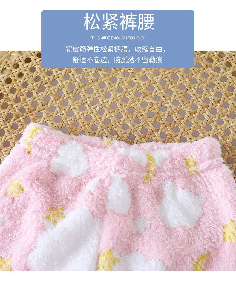 Neue Cartoon-Print-Loungewear für Kinder, warme Pyjamas für Mädchen und Jungen, weiche, bequeme Baby-Unterwäsche, verdicktes Fleece für den Winter – Detail 6
