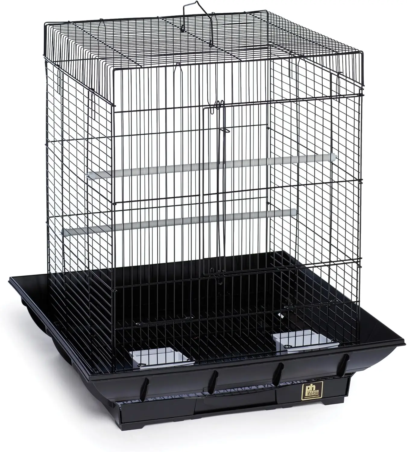 

Black Cockatiel Cage with Removable Tray, Seed Guard, and Perches - 18x18x24 Inches, 1/2-Inch Spacing