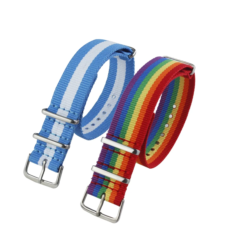 

LGBT Pride Rainbow Nylon Band for Watch Russian Flag Strap Men Women Watches Accessory Canvas Bracelet Wristband 20mm