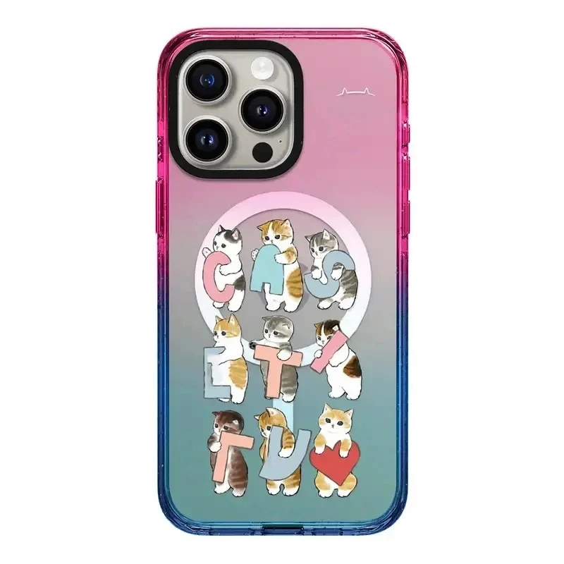 

Cute Dessert Cat 2.0 Acrylic Black Border Magnetic iPhone 12 13 15 14 Pro Max Protective Case, Fits iPhone 15 Pro Max