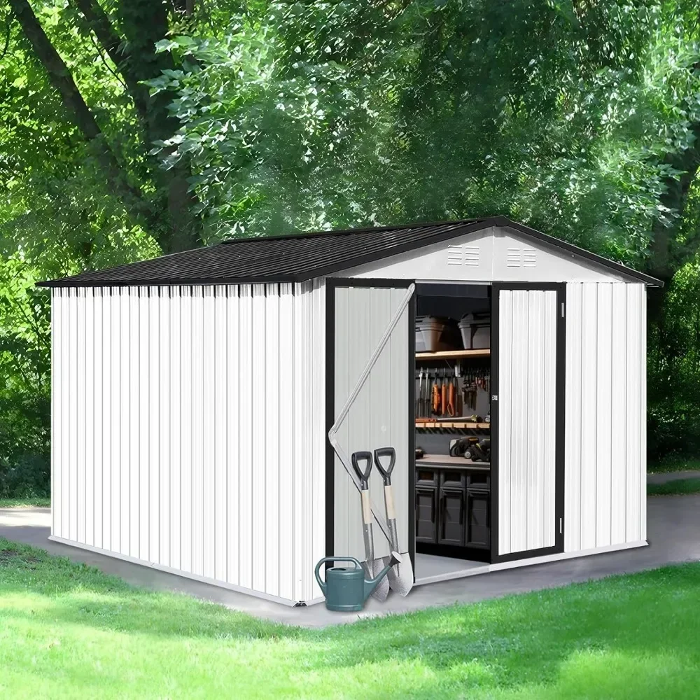 

Outdoor Storage Shed, Upgraded 10' × 8' Metal Outdoor Storage Shed with Door Lock, Outdoor Gardens Storages Sheds