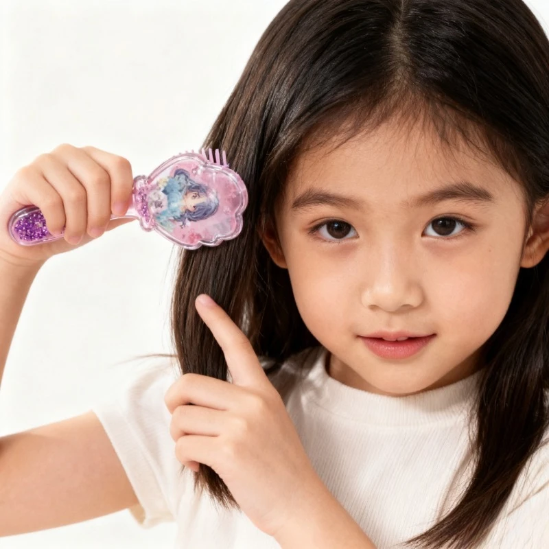Shell Shape Cute Whale Dolphin Hair Brush for Girl Kids Transparent Acrylic Massage Comb Sweet Cartoon Toddler Haircare Tool
