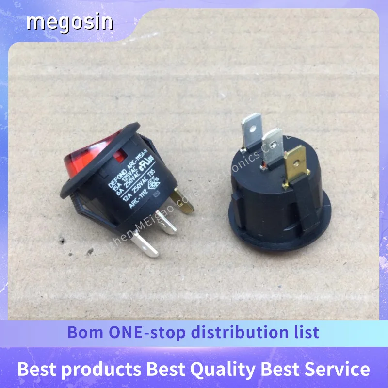 1~5PCS/LOT  Circular boat-shaped switch ARC-1115A-N 3-pin 2-position 20mm push-button switch 12A 250V