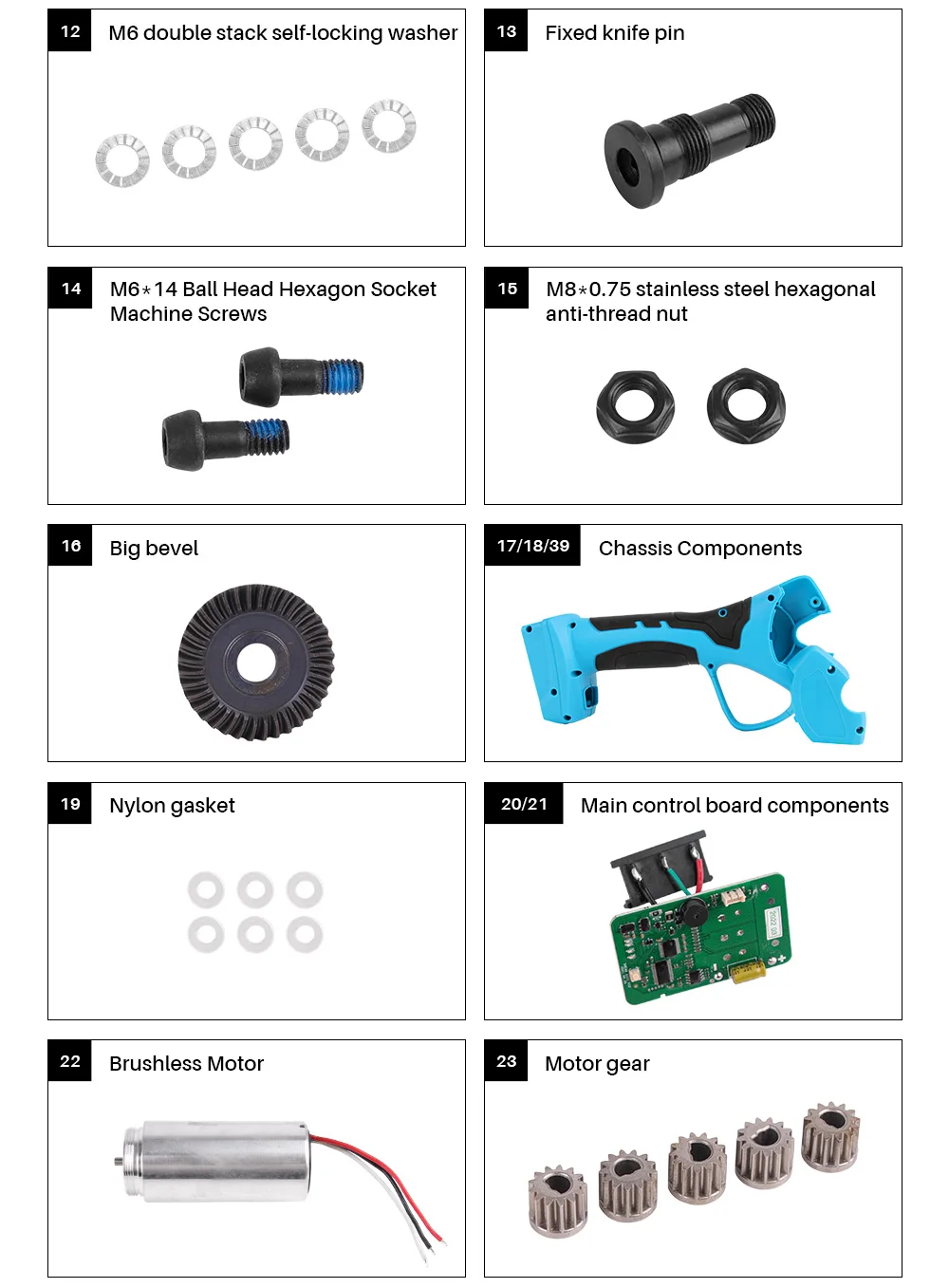 SC-8605 40mm Lithium Battery Pruning Scissors Original Accessories / Parts Blade Battery Charger Board Case Motor sc8605