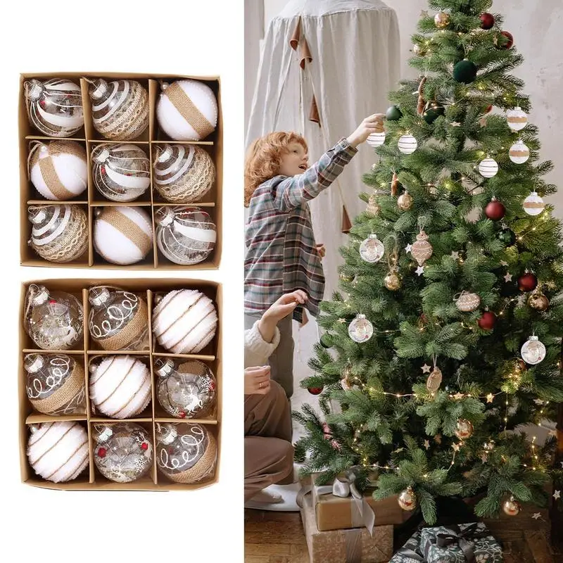 

9Pcs Christmas Balls 3 Inch Shatterproof Christmas Ball Ornaments for Home Christmas Decoration Christmas Ball Pendant