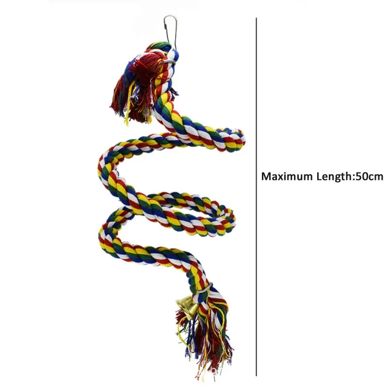 Bird Toys Parrot Climbing Rope Birdcage Suspension Pole Cotton Rope Swivel Ladder Parakeet Training Chew Toys Pet Supplies