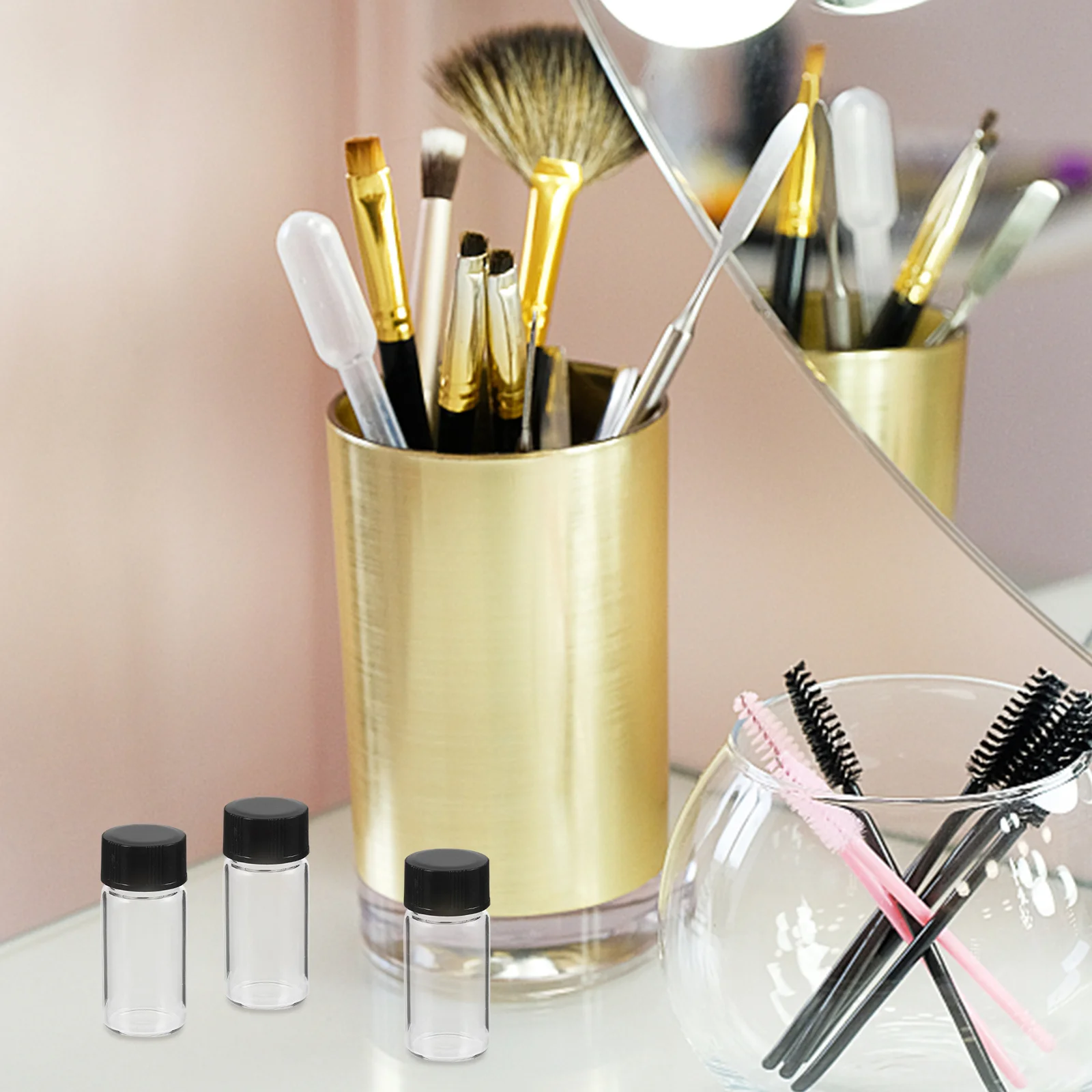 

100Pcs Transparent Screw Sample Vials Premium Clear Flat Bottom Bottles for Essential Oils Science Glassware Reagent Sample