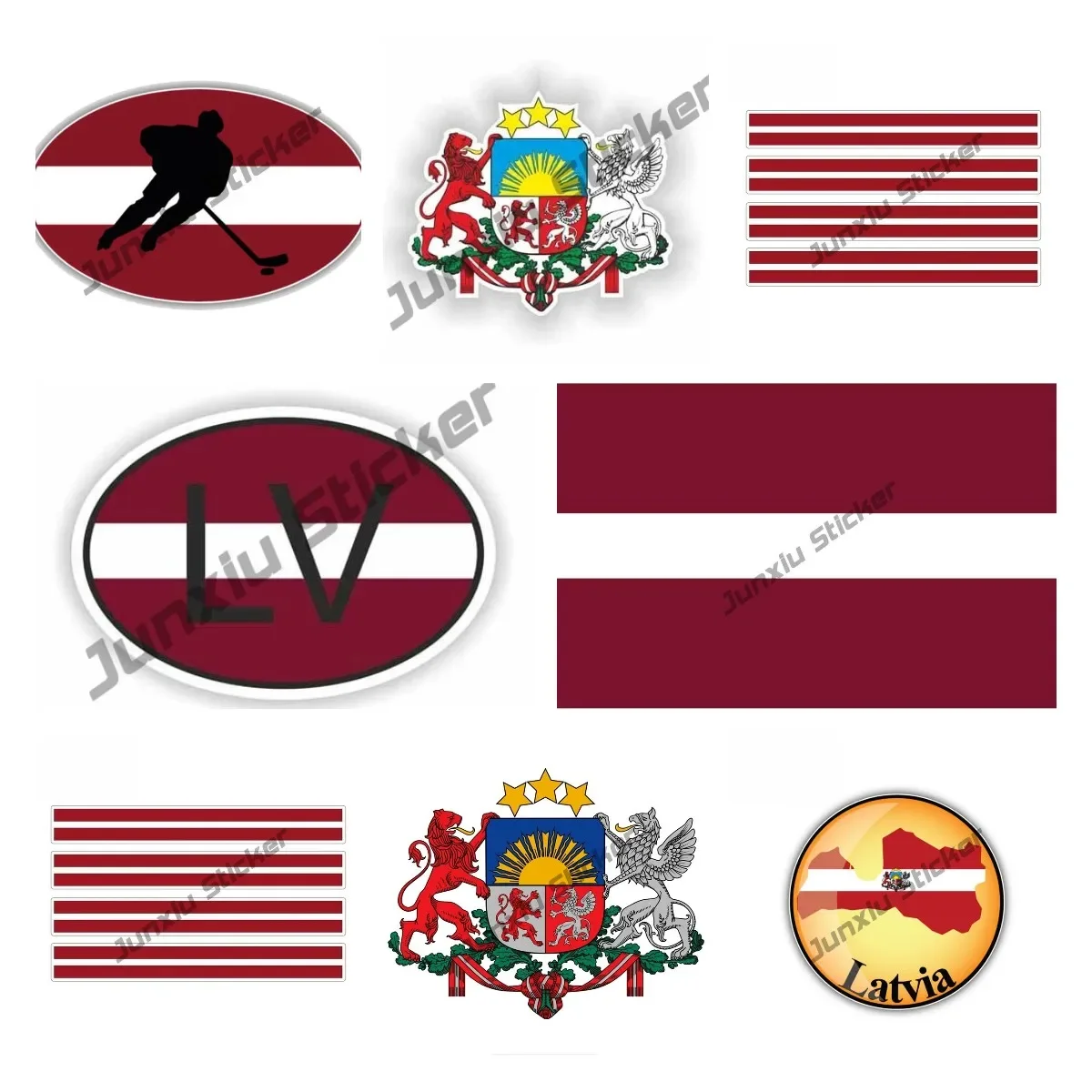 Fashion Latvia Sticker Latvia Map Flag Decal Coat of Arms of Latvia  for Helmet Auto Motorcycle Waterproof PVC Decal Accessories