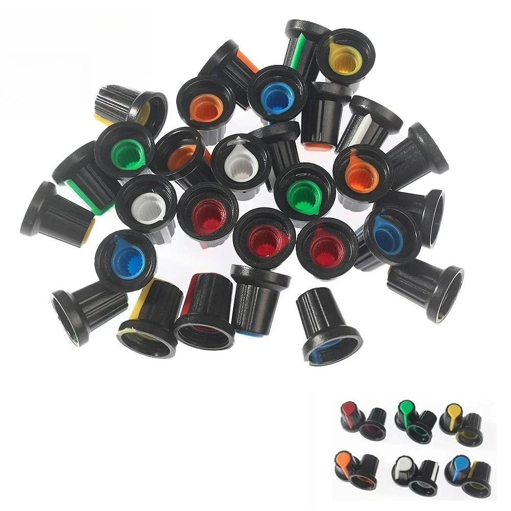 5/30PCS AG2 Potentiometer Knob Caps 15×17mm 6mm Shaft Red/Blue/Green/White/Yellow/Orange Compatible with WH148 Switches