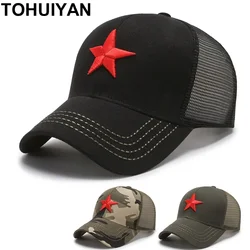 TOHUIYAN Five-pointed Star Baseball Cap Summer Breathable Mesh Trucker Hats Men Women Gorra Dad Hat Outdoor Military Sports Caps