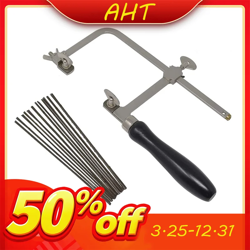 Adjustable Jewelers Saw Frame Black Plastic Handle 144 Blades Precision Tool for Jewelry Making Metal Work Model Crafting Hobby