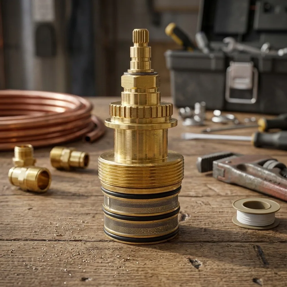 For Daily Bathing Use Thermostatic Valve Cartridge Temperature Valve Brass Material Construction One-way Valve Design