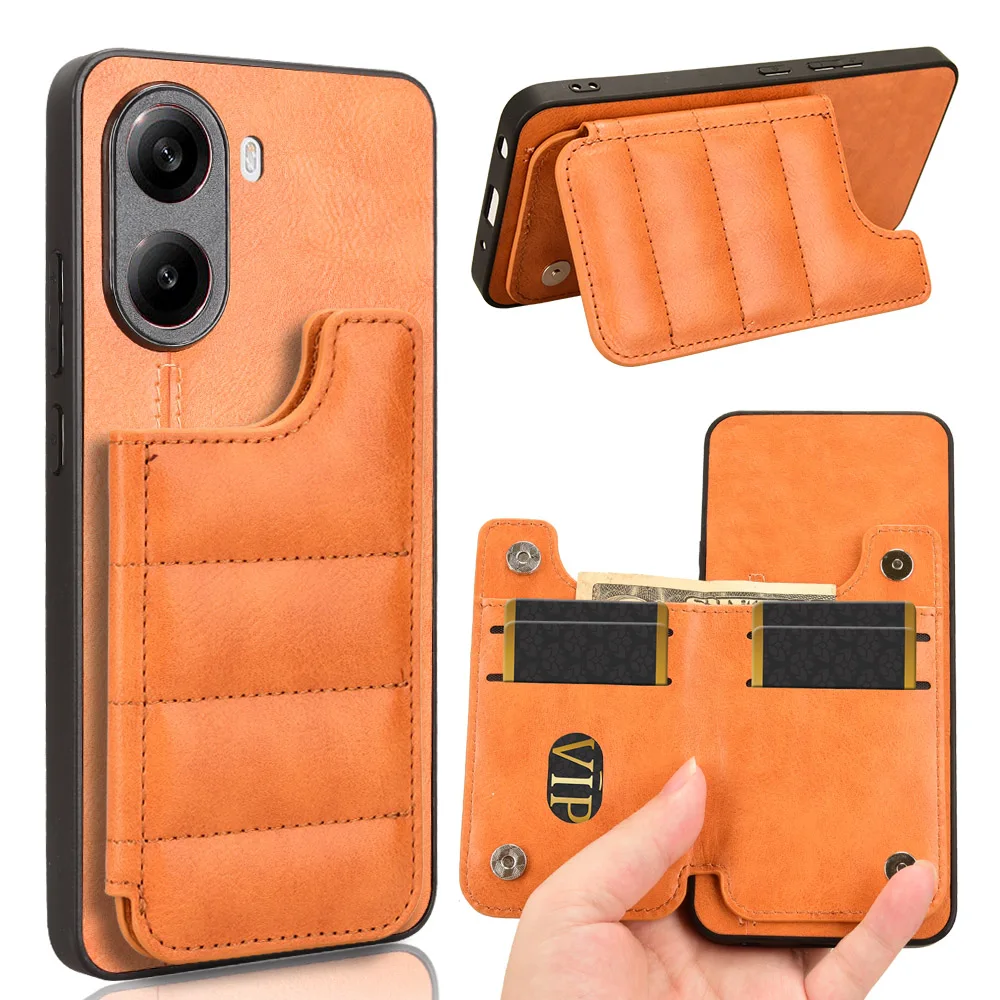 

For Xiaomi 15 14 14C Ultra Poco X7 Pro 5G Case Luxury Be Attached With Card Package Calfskin PU Leather Ultra Thin back cover