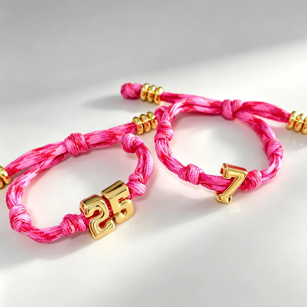 Custom Number Braided Bracelet, Football Jersey Number Adjustable Rope Bracelets, Couple Matching Jewelry Gift
