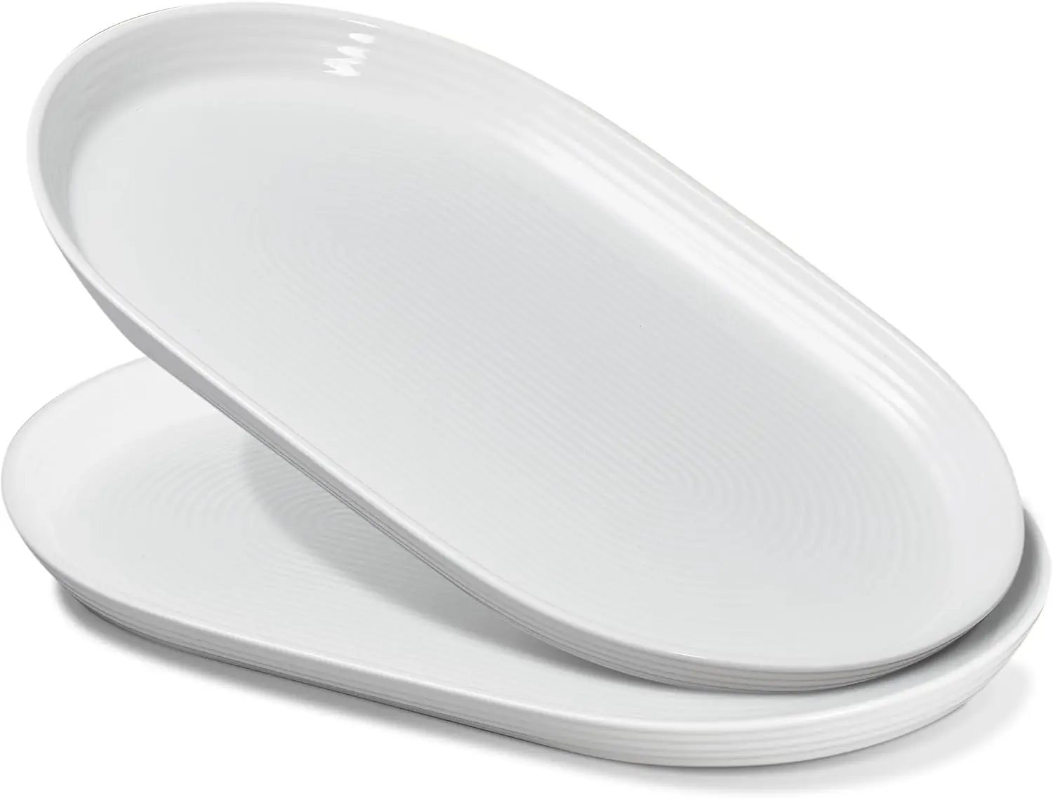 Platos de cerámica de 16 pulgadas para entretener, juego de 2 platos de cena ovalados grandes, bandeja de servicio segura para horno y lavavajillas para alimentos M