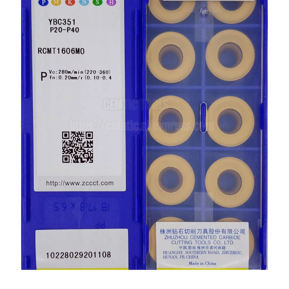 

Original ZCC Carbide Inserts YBC152 YBC251 YBC252 YBC351 YBD252 YBD052 RCMT1606MO For Steel Lathe Cutter Tools CNC Turning Tool