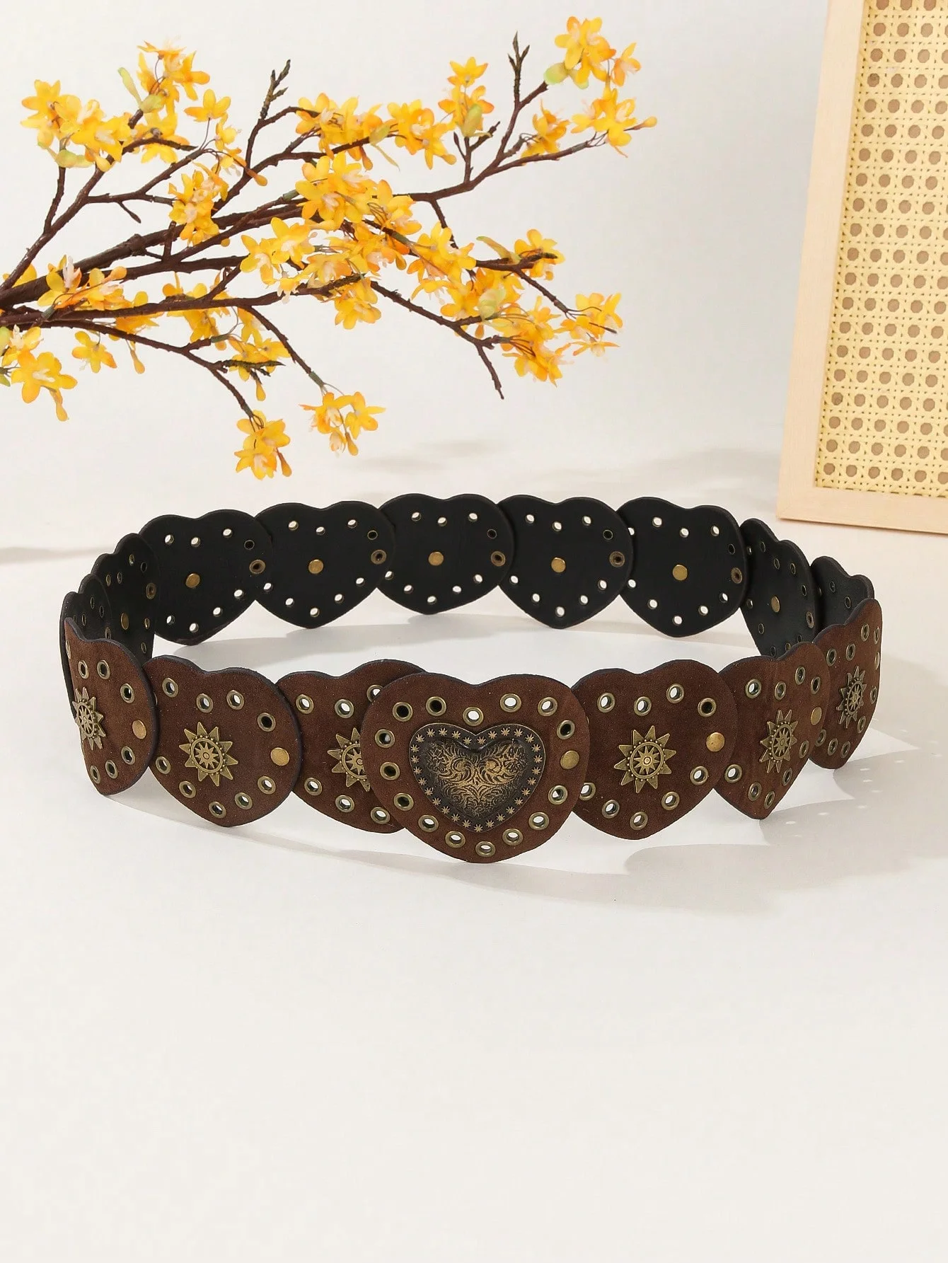 1 قطعة Y2K Gongsang فستان المشاهير قبعات رعاة البقر الغربية القلب حزام فريد موضة ريترو ستايل فستان قطعة واحدة مع حزام