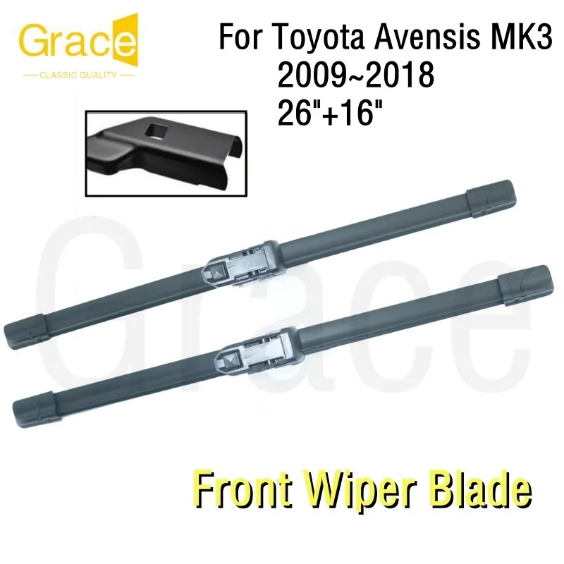 

Wiper Blade For Toyota Avensis MK3 26"+16" Car Windshield Windscreen Rubber 2009 2010 2011 2012 2013 2014 2015 2016 2018