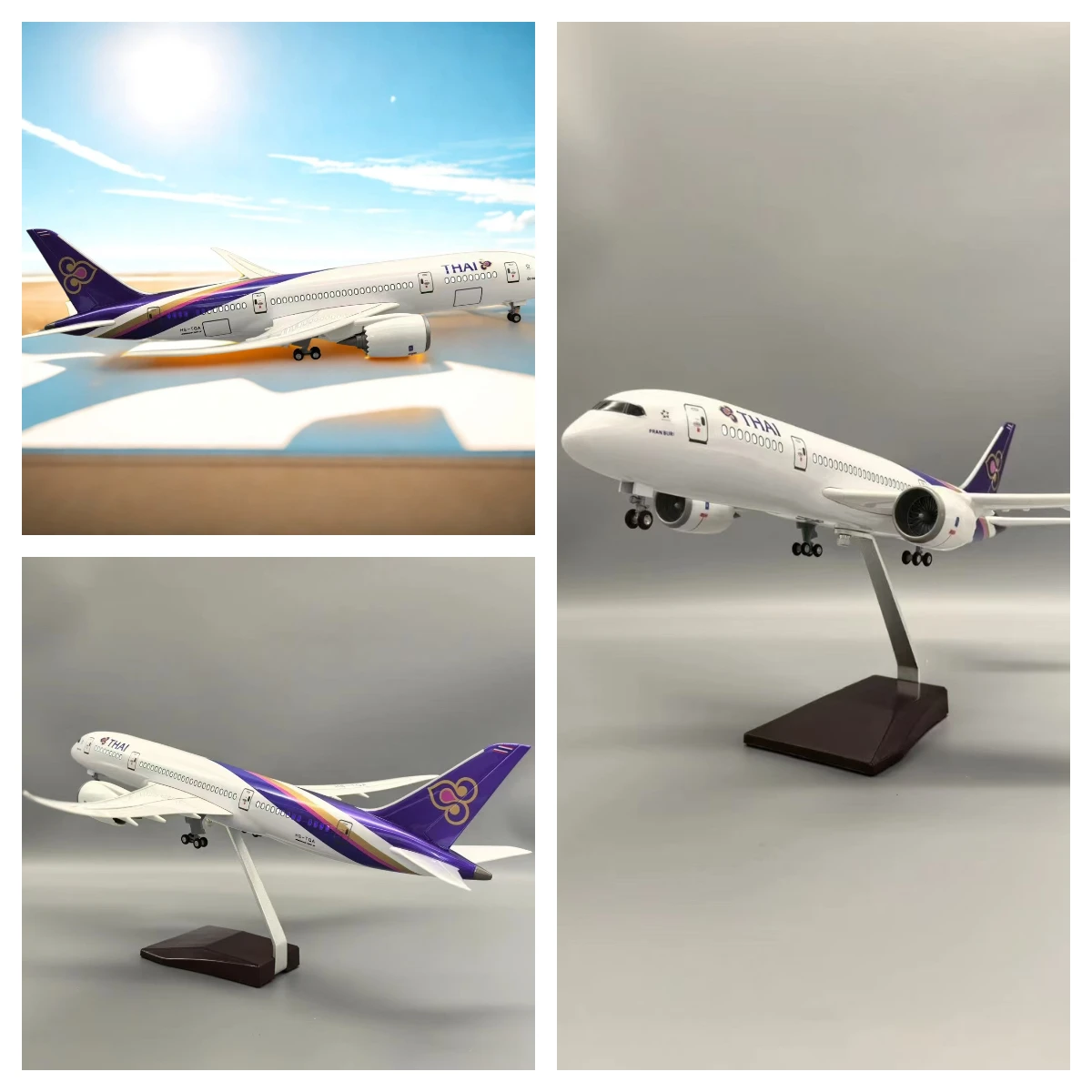 

787 B787 Thai Airways Model Plane Resin 47cm Scale Plane Models Diecast Airplane With Led Light Aviation Enthusiast Souvenir Gif