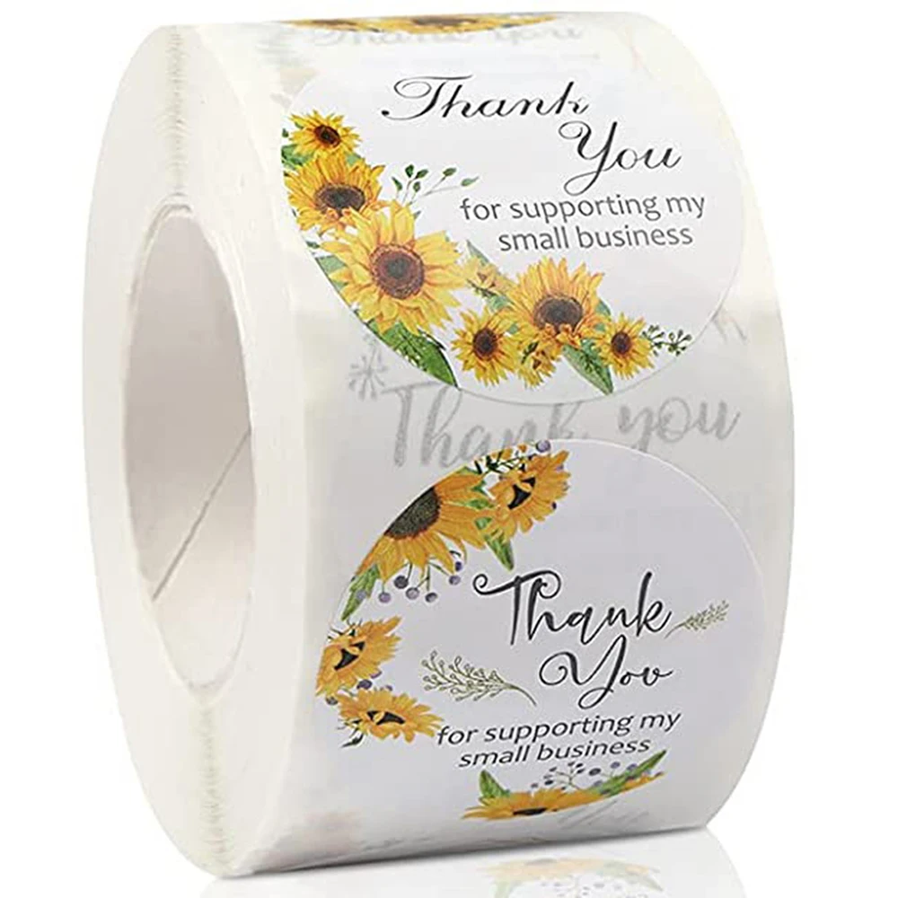 500pcs/Roll 3.8cm Sunflower Thank You Stickers Gift Business Shopping Decorative Cards 50pcs 2x3.5inch Thank You Paper Cards