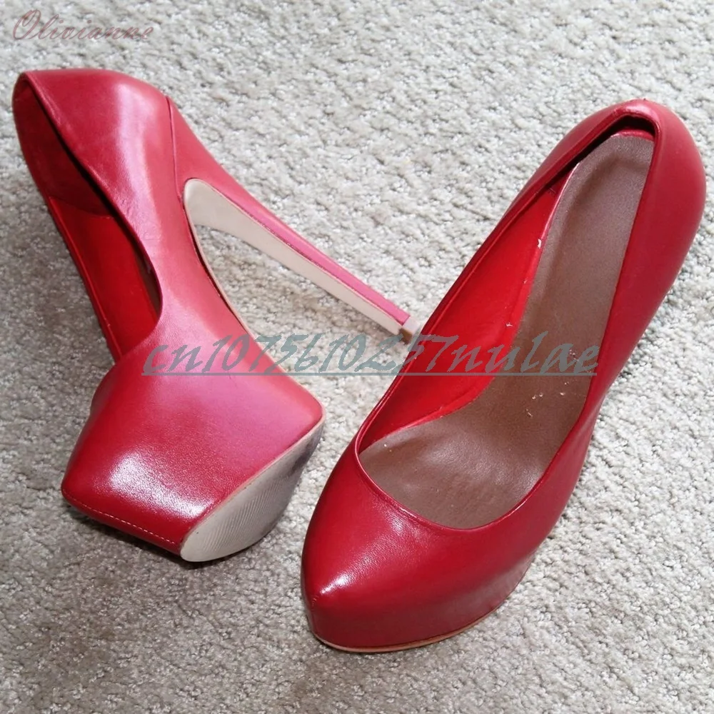 

Big Red Matte Leather Platform Pumps Shallow Stiletto High Heel Hot Girls Leather Sexy 2025 Summer New Women Shoes Para Mujere