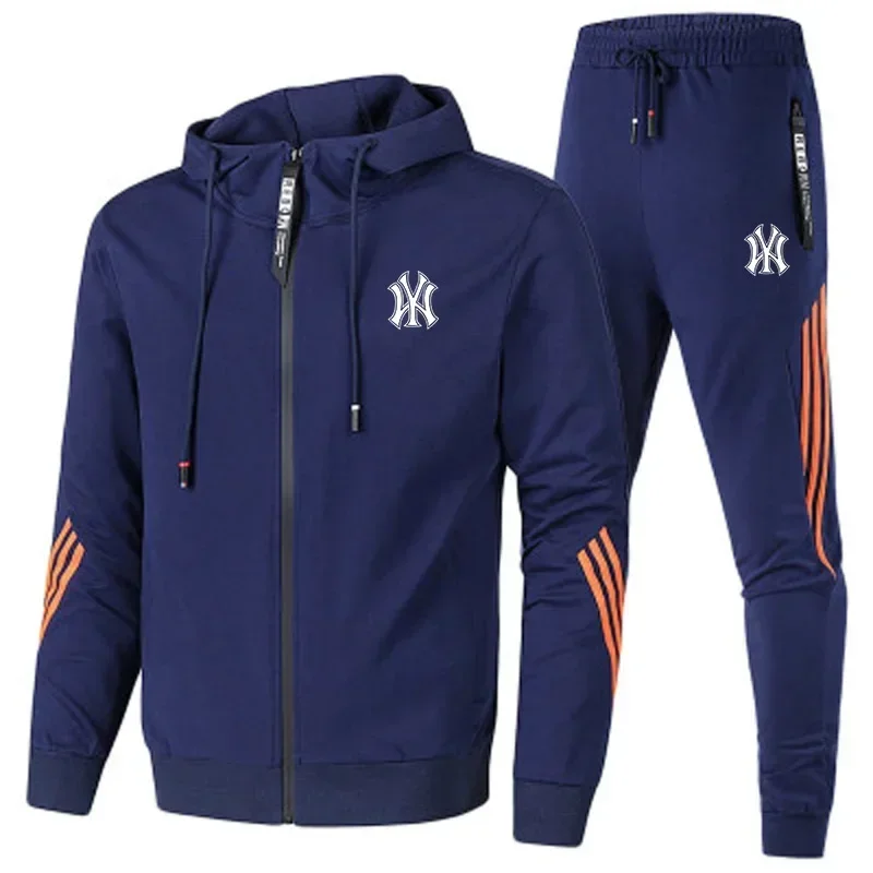 Casual Herenpak Lente Herfst Hoge Kwaliteit Jack Met Rits En Capuchon Jogging Fitness Bergsport Sportkleding Broek 2 Delige Set