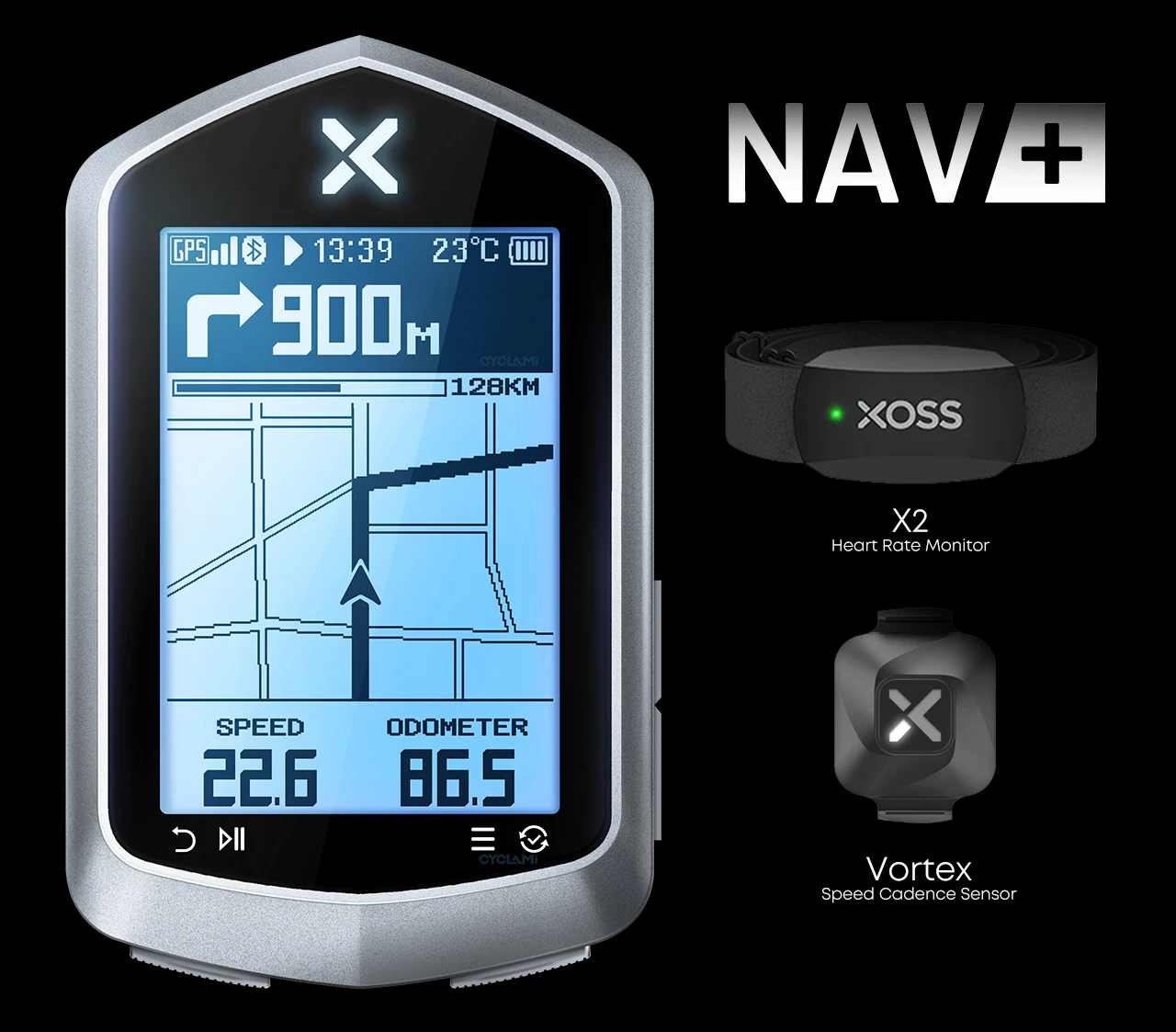 XOSS NAV Plus NAV+ Bike Computer GPS Bicycle Riding Cycling Map Route Navigation MTB Road Wireless Speedometer Odometer Vortex