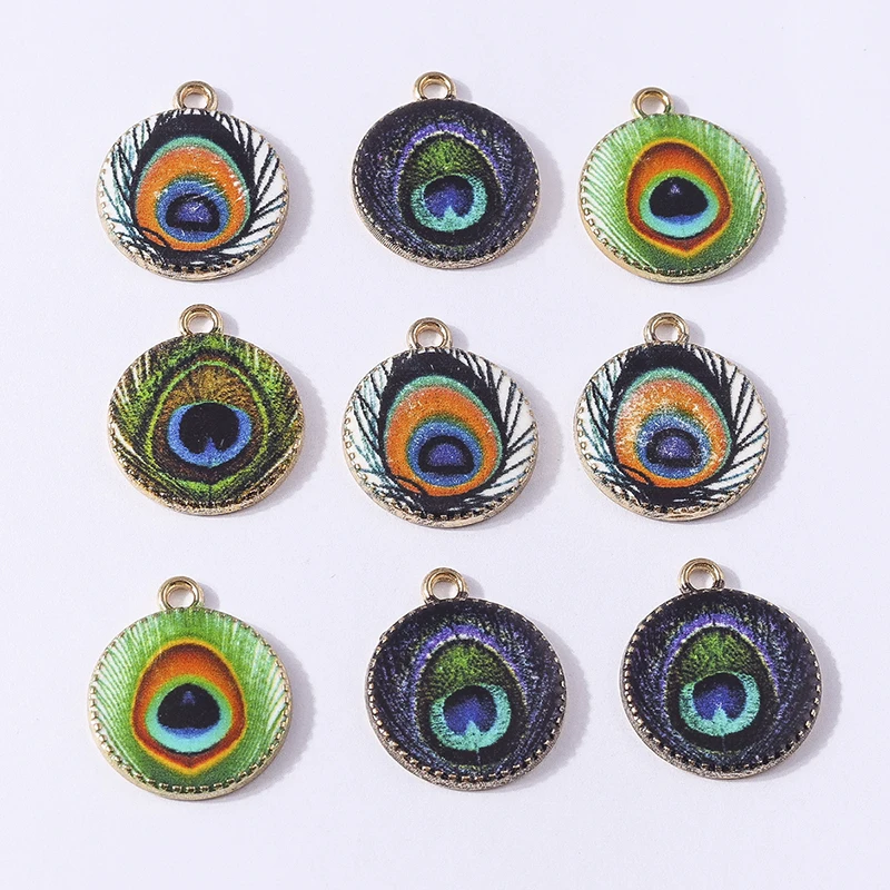 

Duarte 20Pcs/Lot Cute Enamel Peacock Round Charms Pendants for Making DIY Drop Earrings Necklaces Bracelets Jewelry Findings