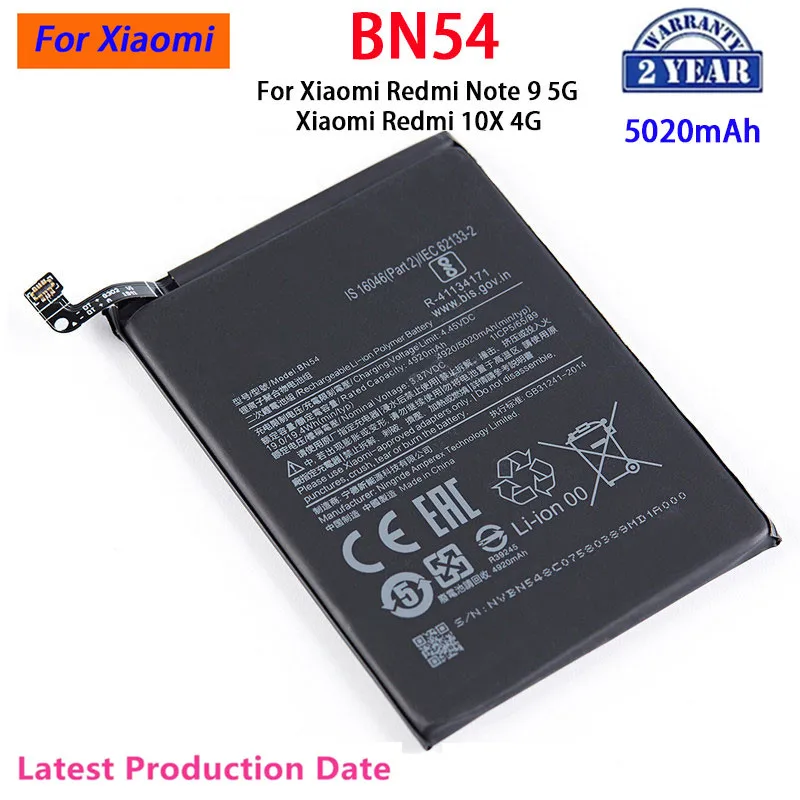 

Brand New BN54 5020mAh For Xiaomi Redmi Note 9 5G version Redmi 10X 4G version Replacement Batteries