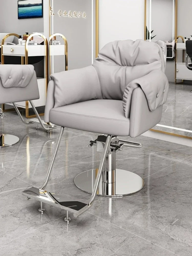 Barbershop Hair Salon Swivel Lift Barber Chair Luxury Perm Hair Dyeing Barber Chair Silla De Barbería Salon Furniture