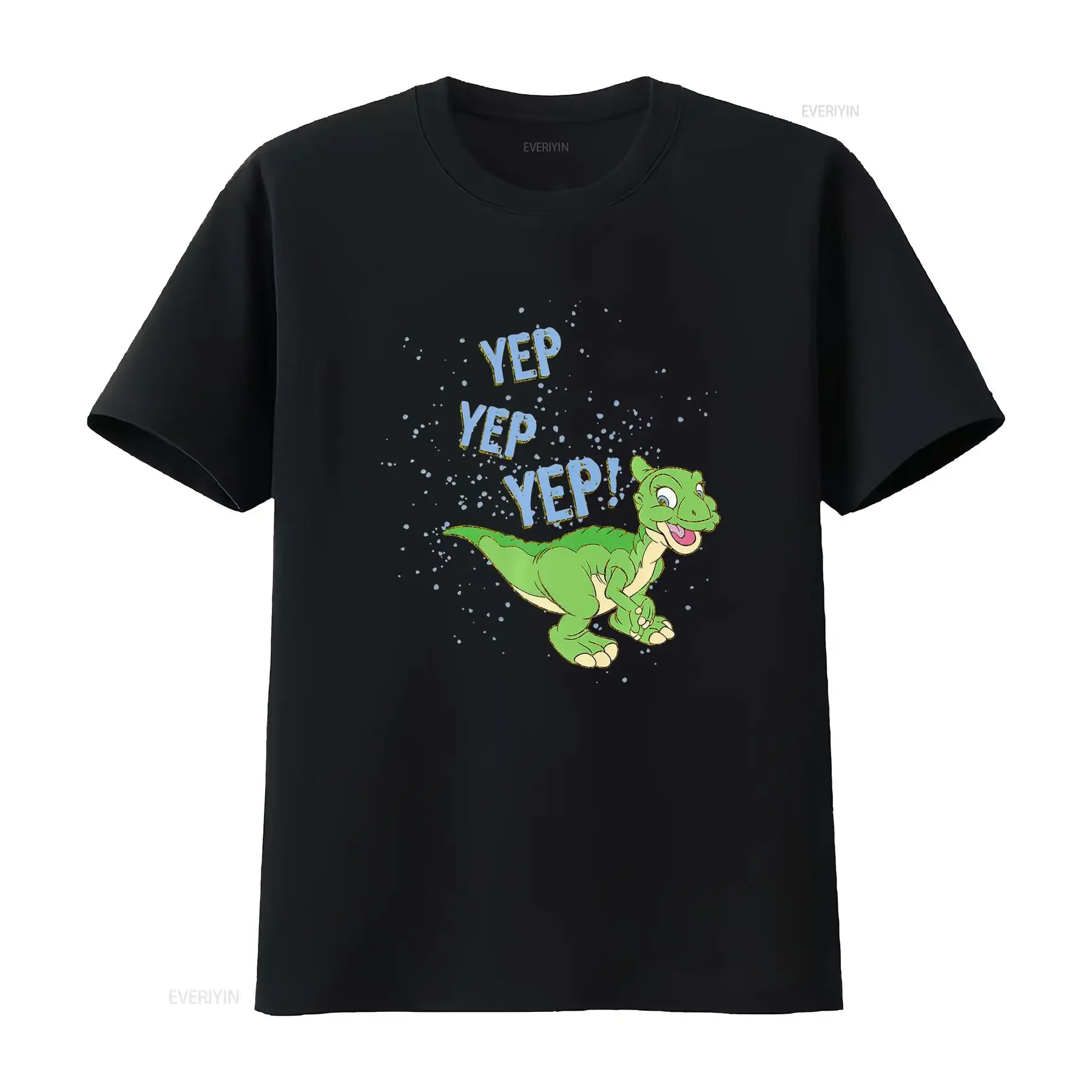 Camiseta Retro Vintage Negra para Hombre Land Before Time Ducky Yep Soft Fans de Animación los '90 Coleccionistas Mercancía
