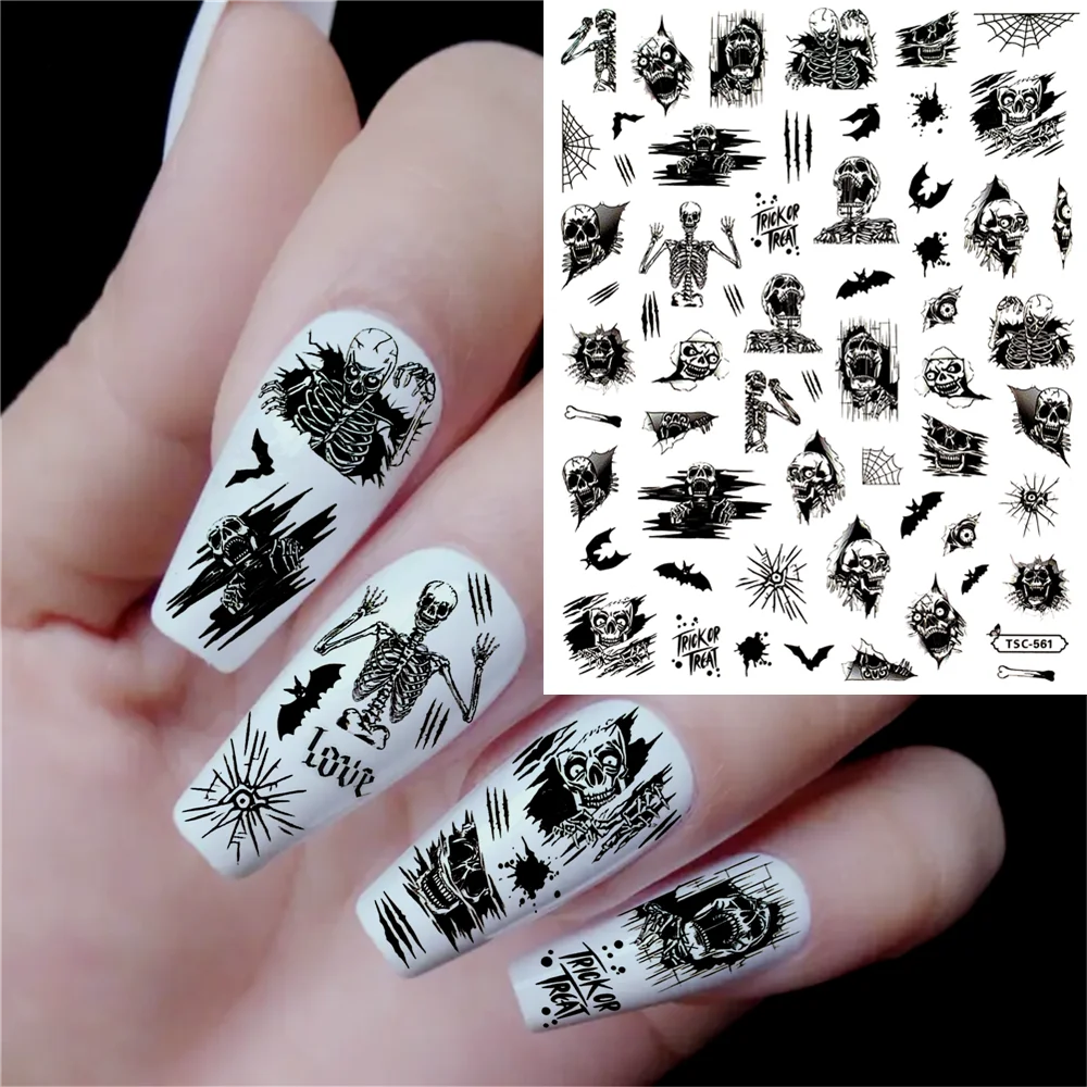 TSC-562 TSC-561  Skeleton Skull Poker Joker   DIY 3D Back glue Nail Art Stickers