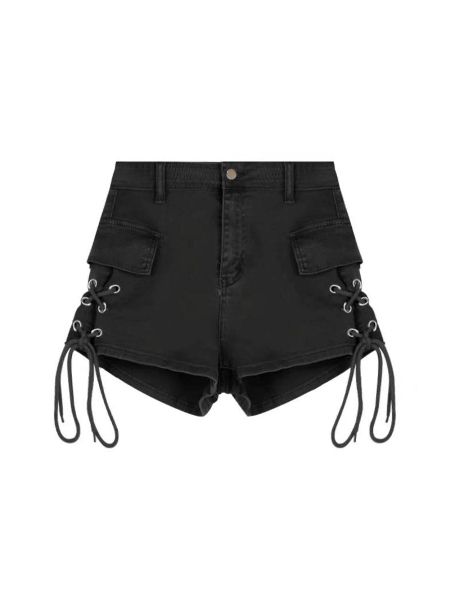 

Женские черные готические мини-джинсовые шорты в стиле эмо, винтажные шорты 2000-х годов Y2k Gyaru Micro Cargo, популярные ковбойские брюки, шорты, лето 2026